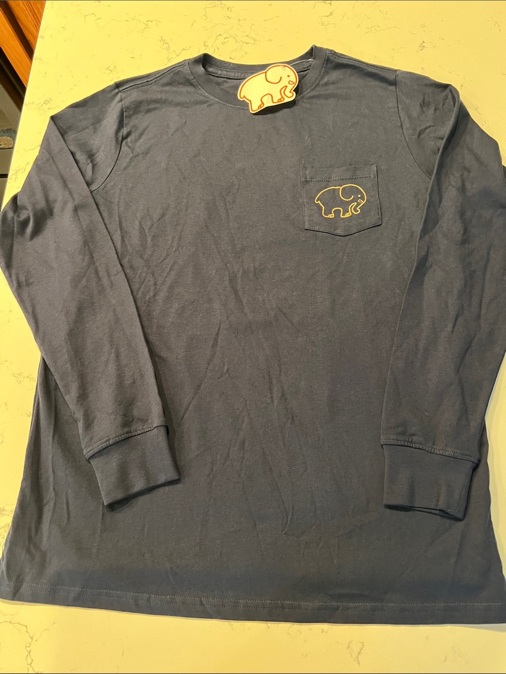 ivory ella Navy Long-Sleeve Tee with Multicolor Striped Elephant